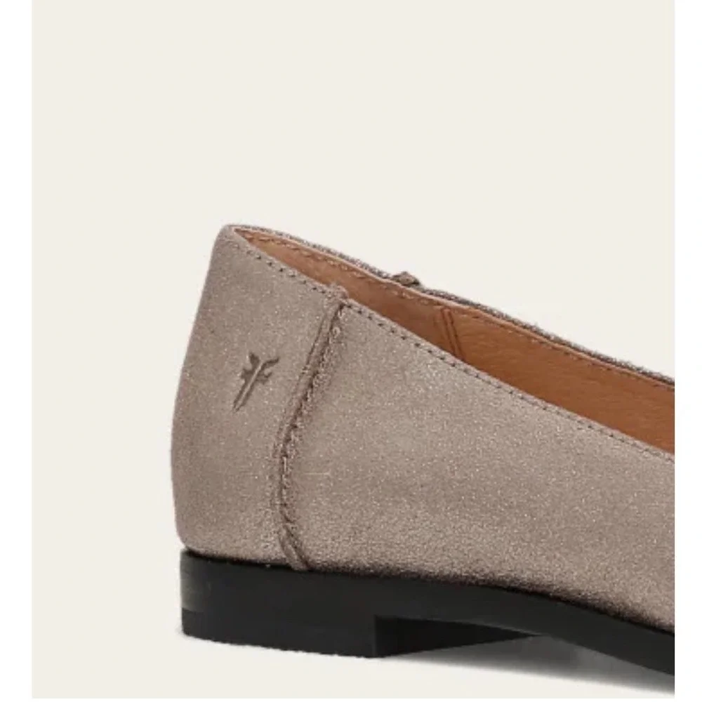 New Frye Kenzie Venetian Metallic Leather Flats Loafers in Pewter Size‎ 9